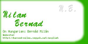 milan bernad business card