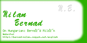 milan bernad business card